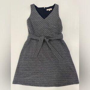Navy Striped V Neck Dress size 12